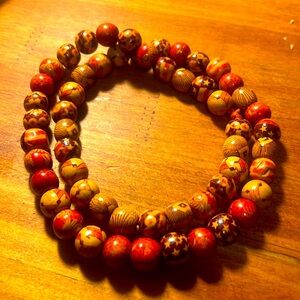 🌹HANDMADE PAİNTED WOODEN BEADS NECKLACE 🌹
